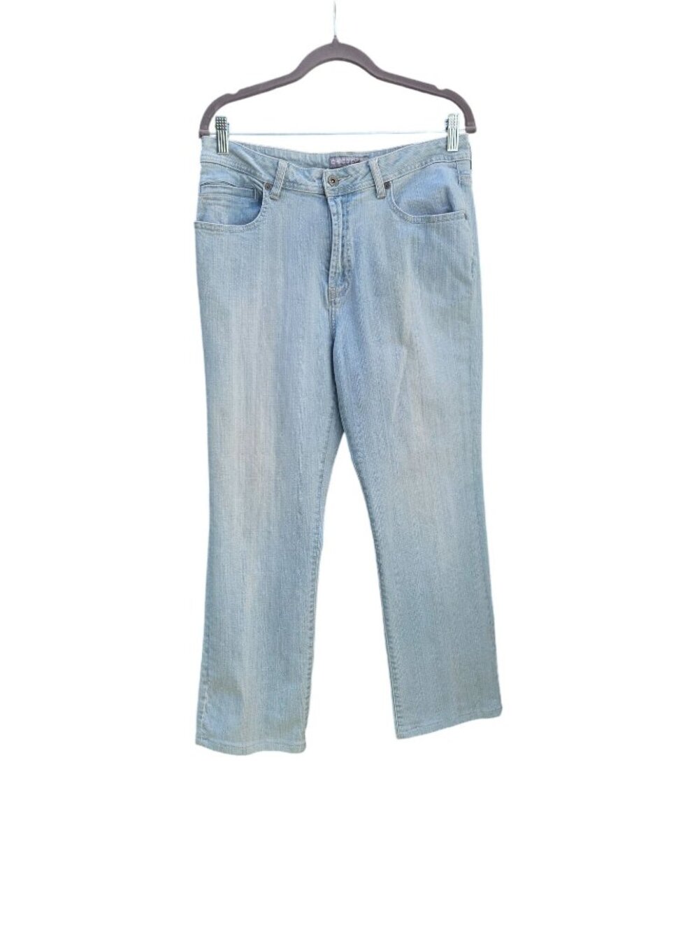 Chicos Petite Womens Light Blue Denim Jeans Size 1.5 Short Straight Leg Casual